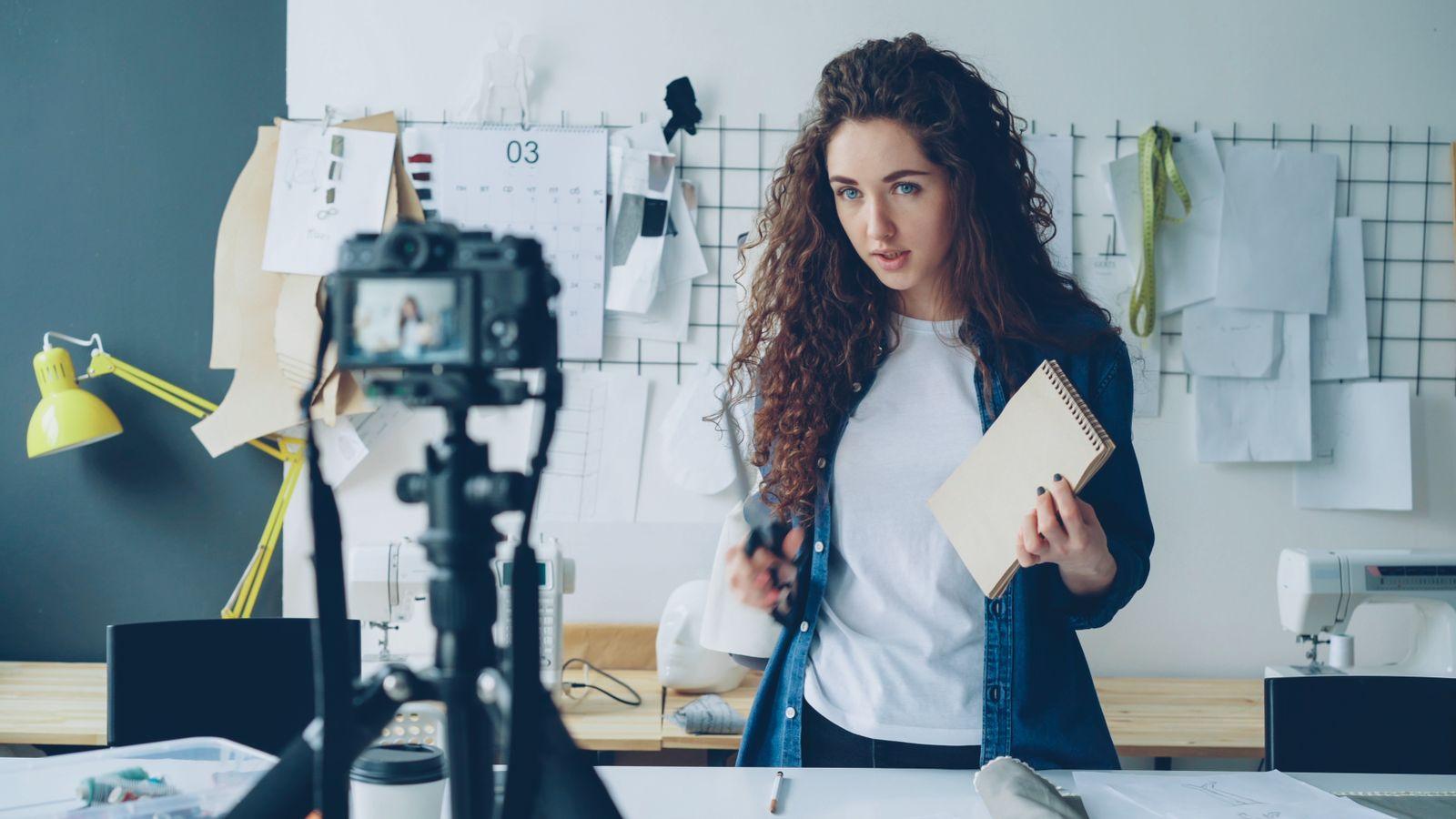 A content creator filming brand content